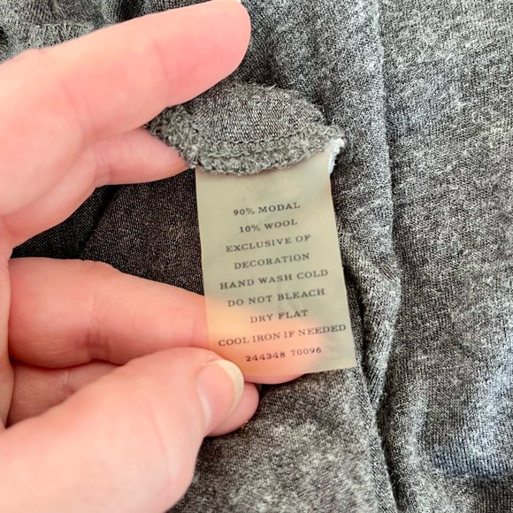 Ann Taylor | gray modal t-shirt with black trim and zipper back - Picture 7 of 9